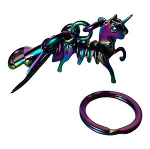 Coach Oil Slick iridescent Anniversary Unicorn Keychain - RARE